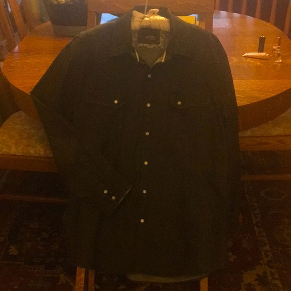 Mens 7 Diamonds Black Denim Shirt - Picture 1 of 8